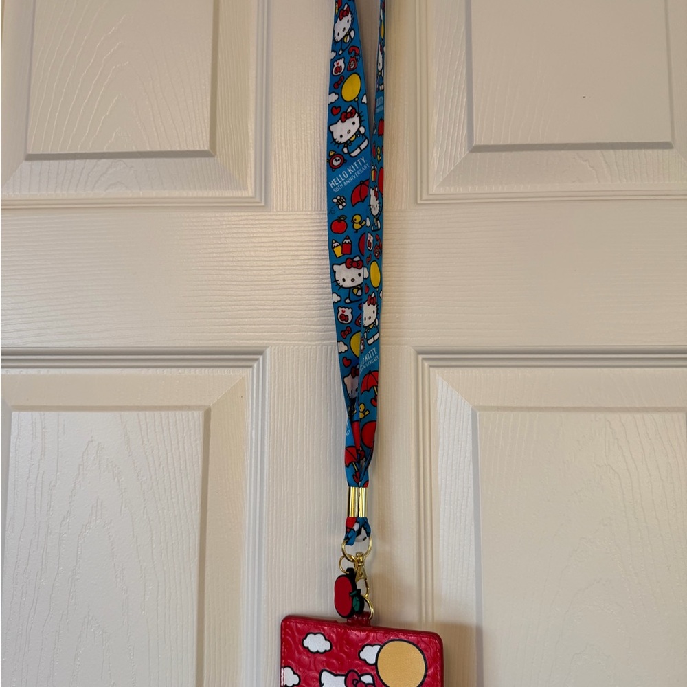 Loungefly 50th Anniversary Hello Kitty Red Card Holder Lanyard - Picture 3 of 3